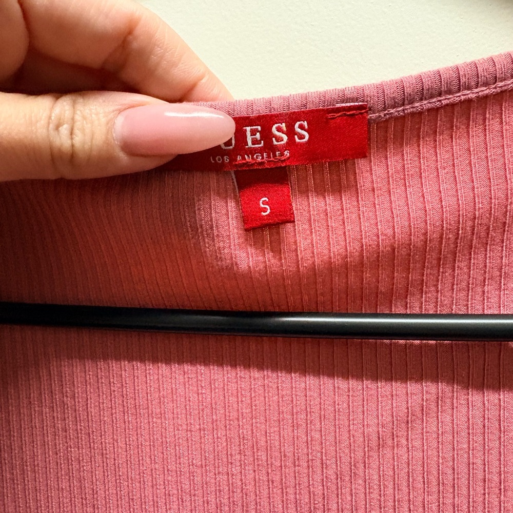 GUESS Button-Down Pink Ribbed Top - Picture 2 of 2